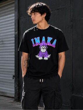 INAKA Power Gorilla Graphic T-Shirt Men’s S Black Purple Streetwear Gym Tee